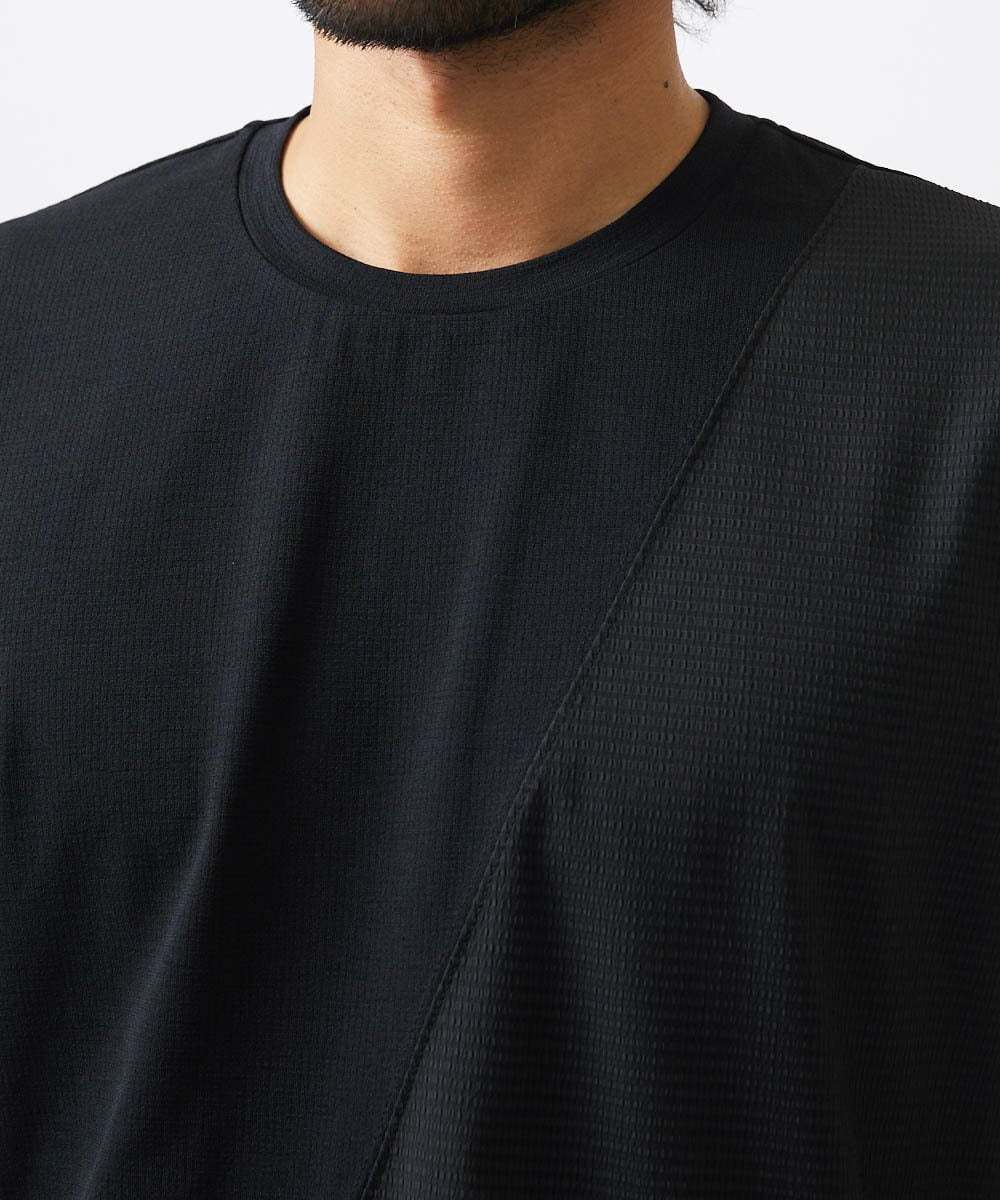 MNKJC63150 MICHEL KLEIN HOMME(ミッシェルクラン オム) 【セットアップ】切り替えクルーネック半袖カットソー ブラック