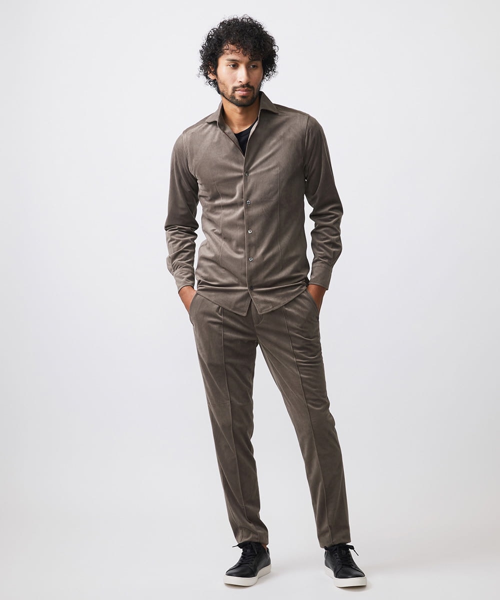 MNLAA56230 MICHEL KLEIN HOMME(ミッシェルクラン オム) トリコットベロアイージースラックスパンツ セットアップ ブラウン