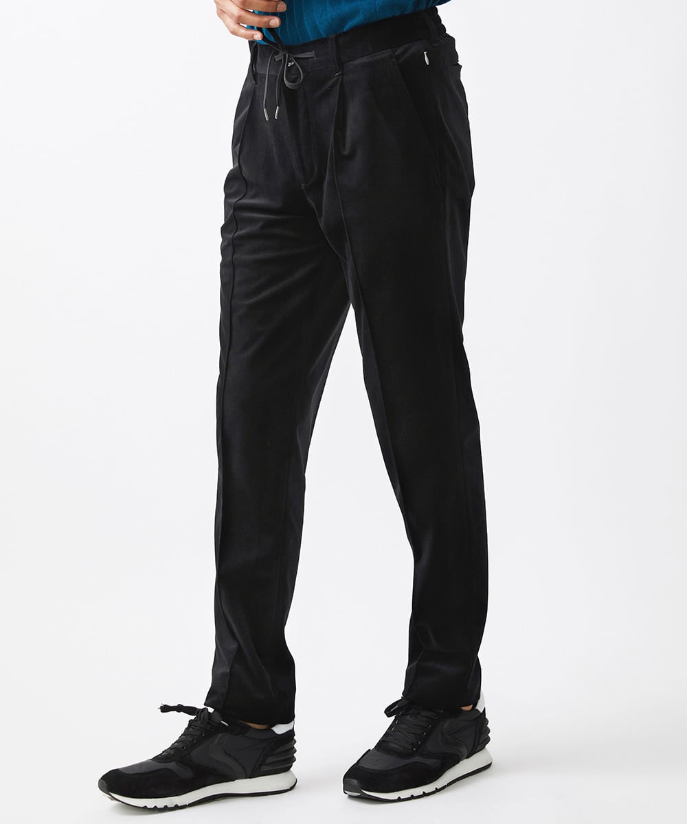 MNLAA56230 MICHEL KLEIN HOMME(ミッシェルクラン オム) トリコットベロアイージースラックスパンツ セットアップ ブラック
