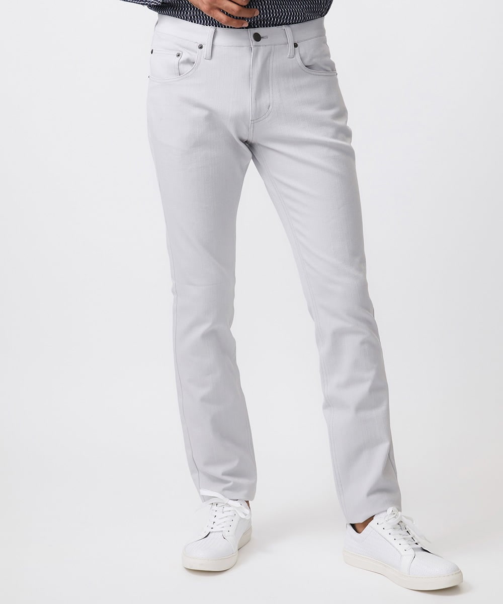 MNLAD50170 MICHEL KLEIN HOMME(ミッシェルクラン オム) 【撥水】プレビアシャンブレー5ポケットパンツ ライトグレー