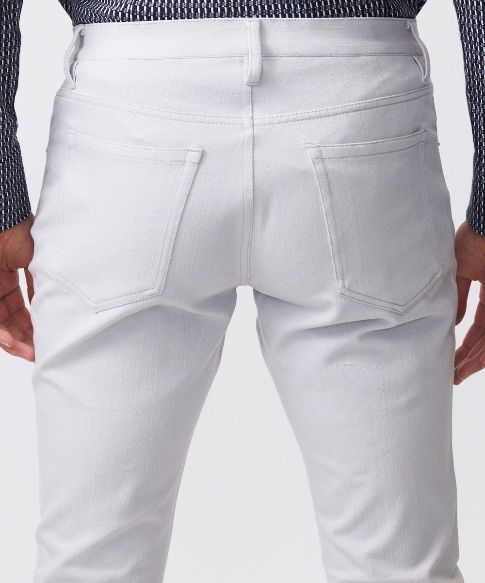MNLAD50170 MICHEL KLEIN HOMME(ミッシェルクラン オム) 【撥水】プレビアシャンブレー5ポケットパンツ ライトグレー