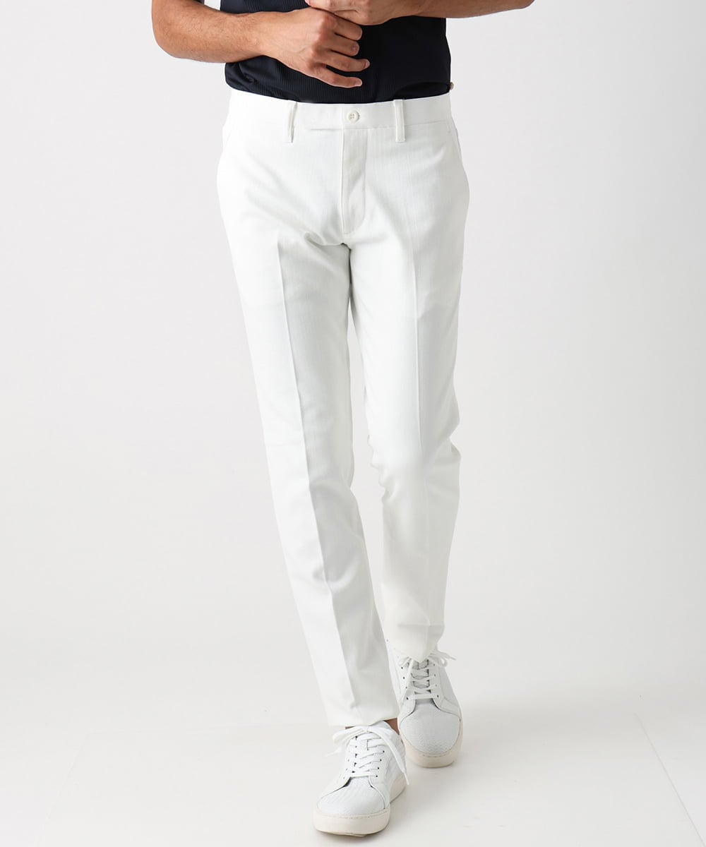 MNLAD61230 MICHEL KLEIN HOMME(ミッシェルクラン オム) 【撥水】プレビアへリンボンスラックスパンツ ホワイト