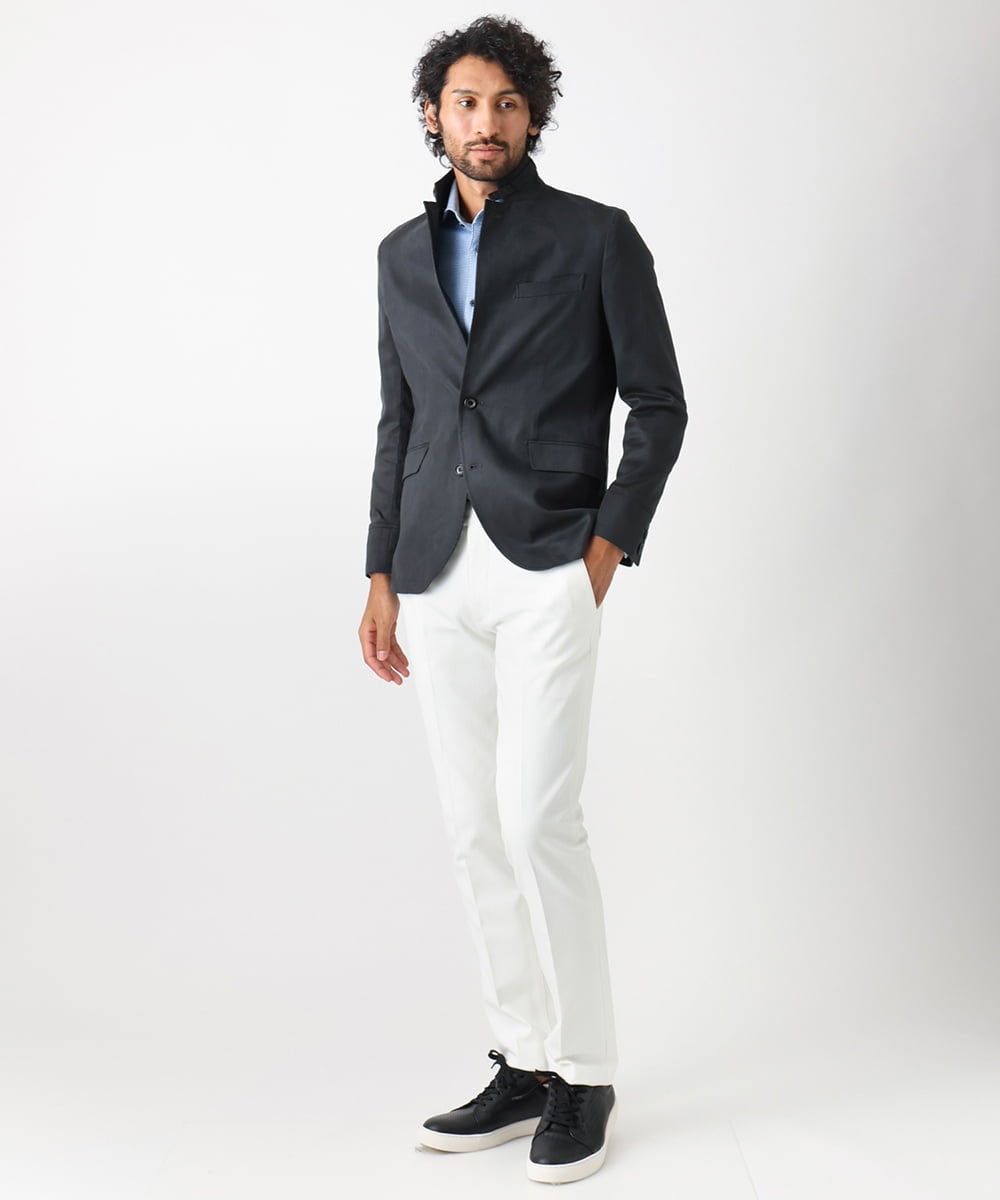 MNLAD61230 MICHEL KLEIN HOMME(ミッシェルクラン オム) 【撥水】プレビアへリンボンスラックスパンツ ホワイト