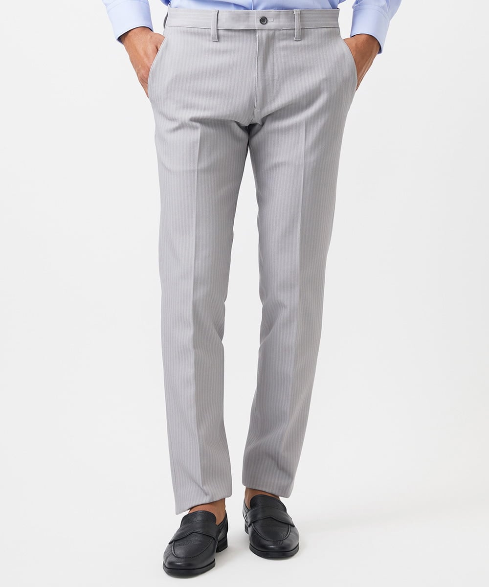 MNLAD61230 MICHEL KLEIN HOMME(ミッシェルクラン オム) 【撥水】プレビアへリンボンスラックスパンツ ライトグレー