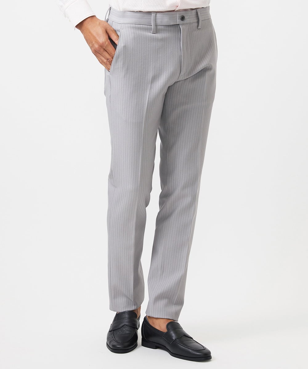 MNLAD61230 MICHEL KLEIN HOMME(ミッシェルクラン オム) 【撥水】プレビアへリンボンスラックスパンツ ライトグレー