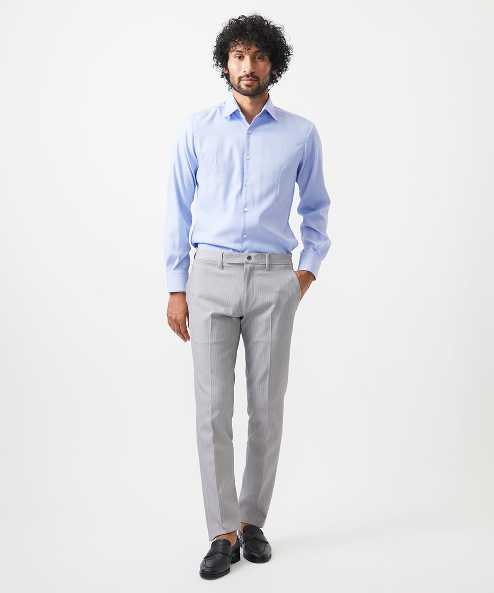 MNLAD61230 MICHEL KLEIN HOMME(ミッシェルクラン オム) 【撥水】プレビアへリンボンスラックスパンツ ライトグレー