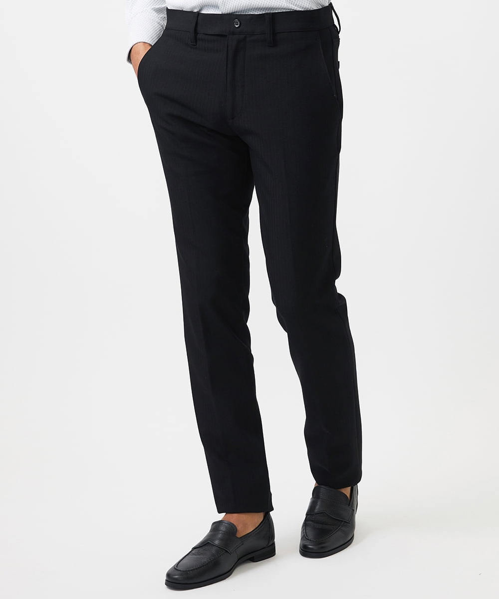 MNLAD61230 MICHEL KLEIN HOMME(ミッシェルクラン オム) 【撥水】プレビアへリンボンスラックスパンツ ブラック