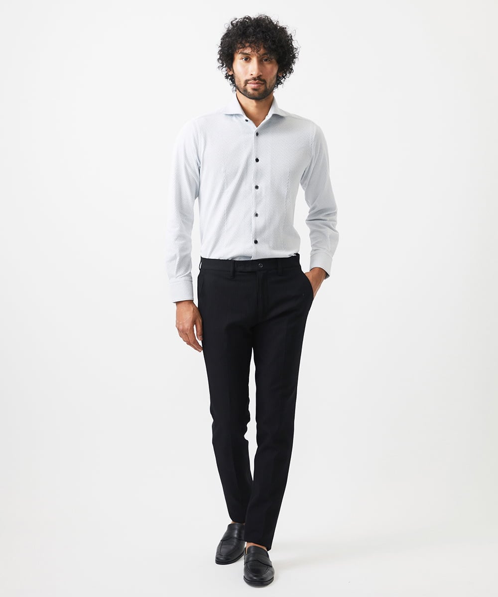 MNLAD61230 MICHEL KLEIN HOMME(ミッシェルクラン オム) 【撥水】プレビアへリンボンスラックスパンツ ブラック