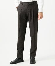 MNLAI53270 MICHEL KLEIN HOMME(ミッシェルクラン オム) 【セットアップ】ストライプ柄ウールコットンスラックスパンツ ブラウン