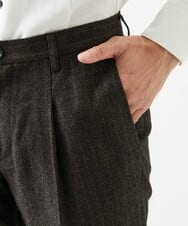 MNLAI53270 MICHEL KLEIN HOMME(ミッシェルクラン オム) 【セットアップ】ストライプ柄ウールコットンスラックスパンツ ブラウン