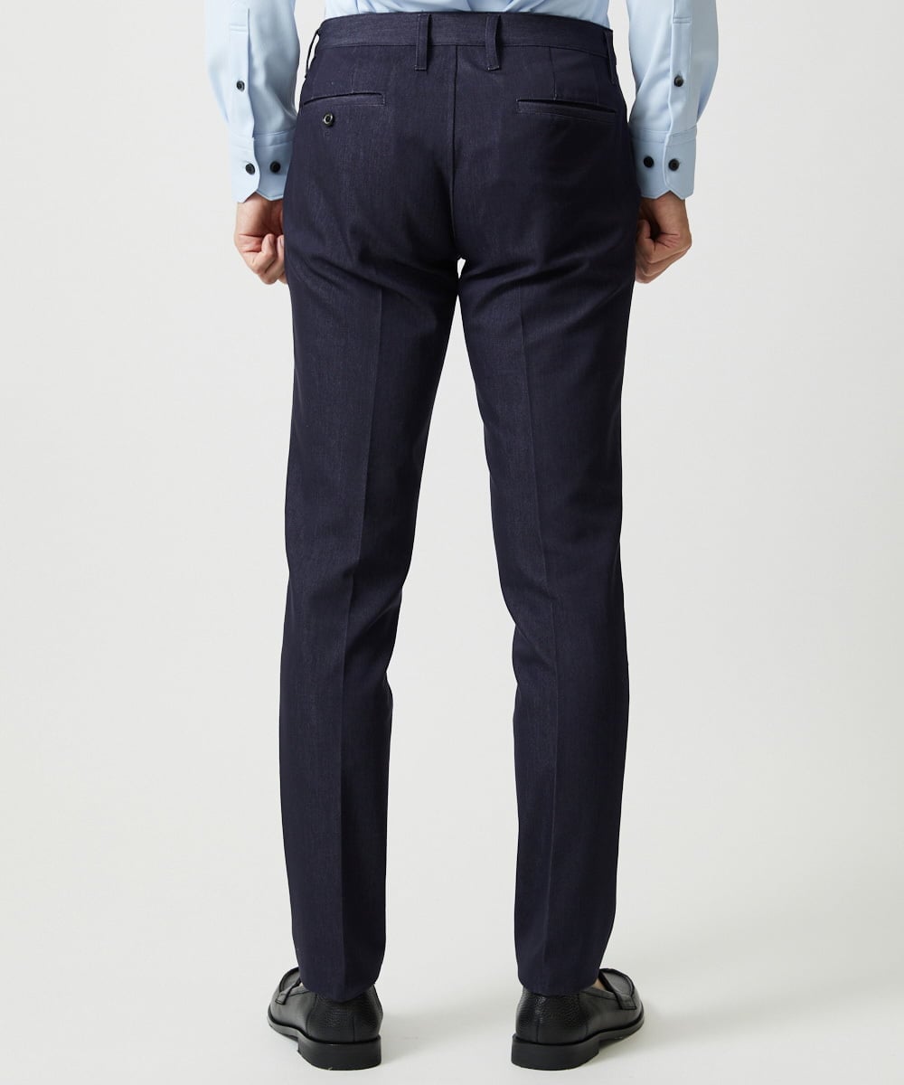 MNLAI55210 MICHEL KLEIN HOMME(ミッシェルクラン オム) 【撥水】プレビアシャンブレースラックスパンツ ネイビー