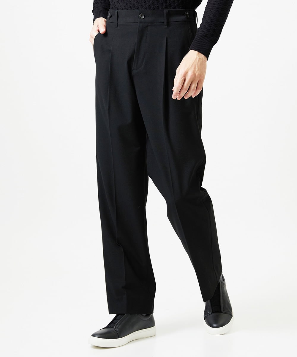 MNLAI59250 MICHEL KLEIN HOMME ウール調ジャージワイドスラックスパンツ