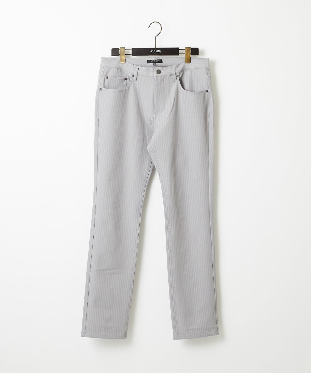 MNLAI61230 MICHEL KLEIN HOMME(ミッシェルクラン オム) 【撥水】プレビアヘリンボン5ポケットパンツ ライトグレー