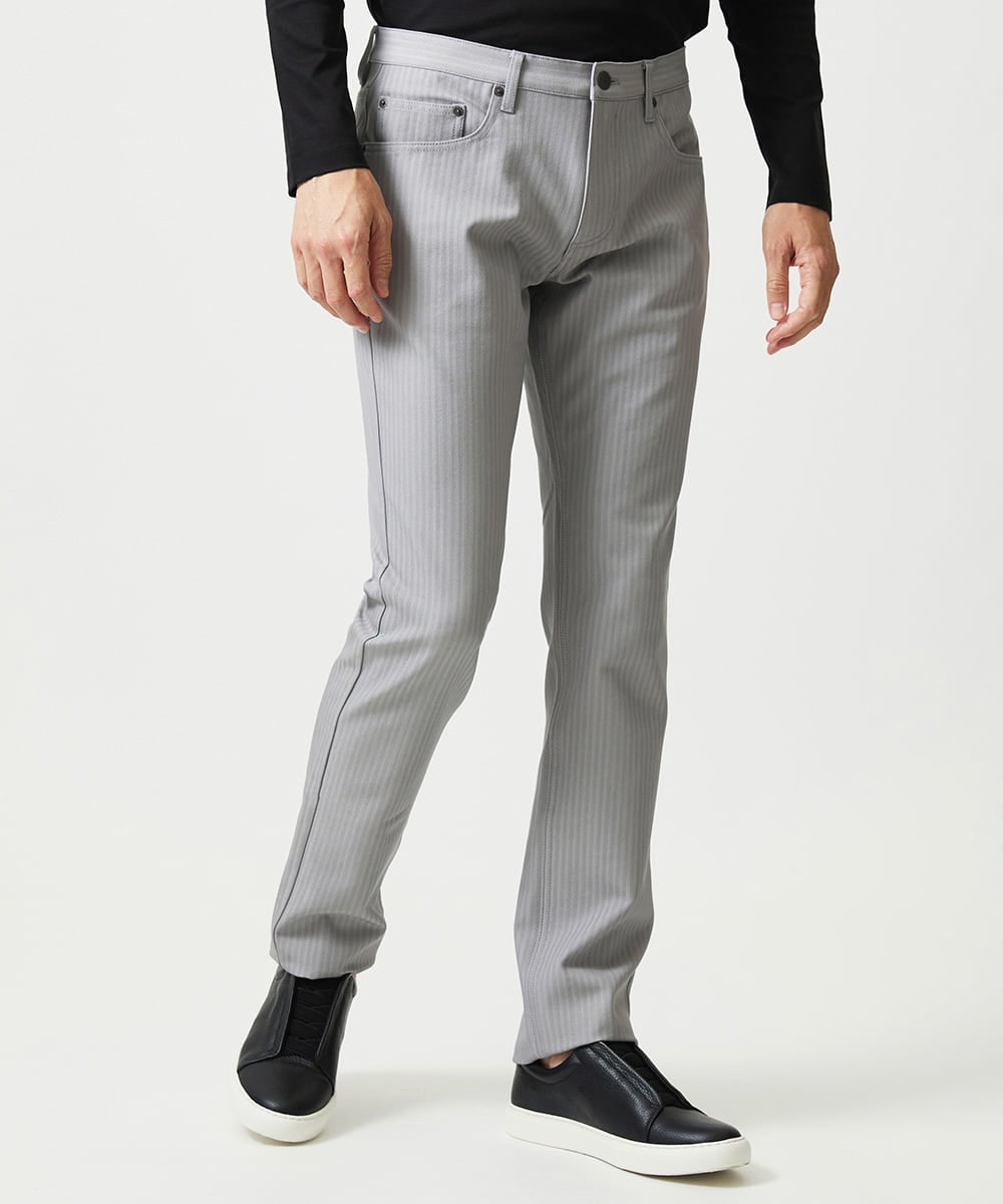 MNLAI61230 MICHEL KLEIN HOMME(ミッシェルクラン オム) 【撥水】プレビアヘリンボン5ポケットパンツ ライトグレー
