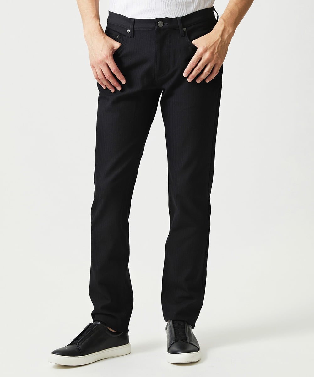 MNLAI61230 MICHEL KLEIN HOMME(ミッシェルクラン オム) 【撥水】プレビアヘリンボン5ポケットパンツ ブラック