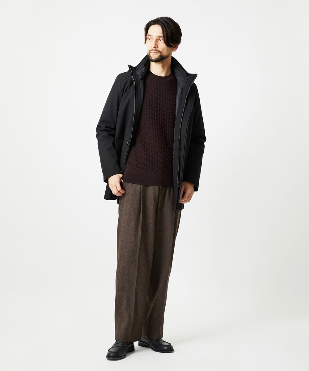 MNLCG60290 MICHEL KLEIN HOMME(ミッシェルクラン オム) ウールワイドスラックスパンツ ブラウン