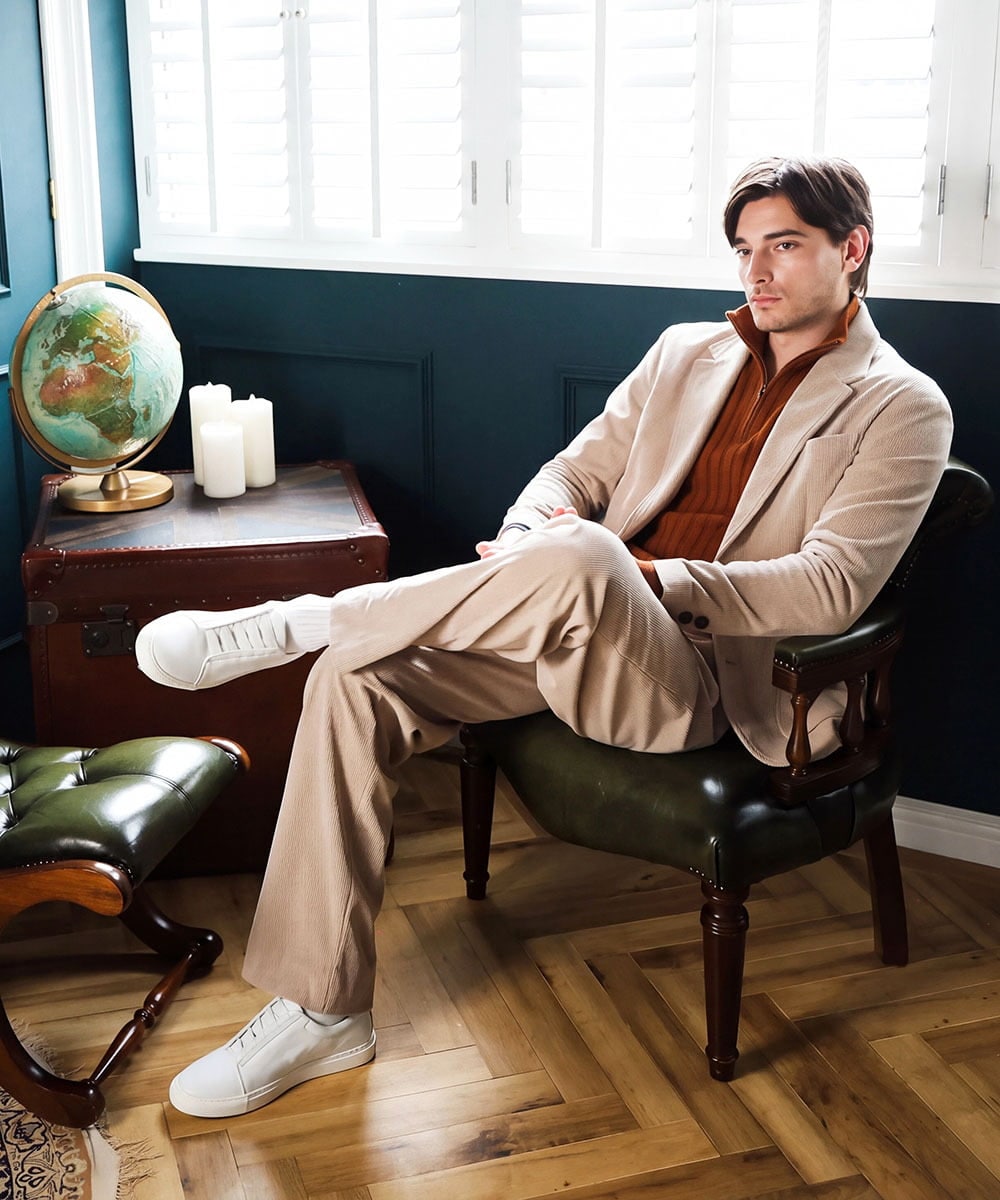 MNLCG62250 MICHEL KLEIN HOMME(ミッシェルクラン オム) 【セットアップ】コーデュロイスラックスワイドパンツ オフホワイト