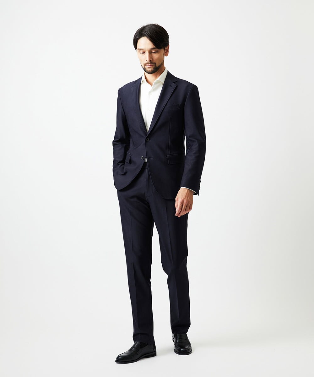 MNLDD09230 MICHEL KLEIN HOMME(ミッシェルクラン オム) トリコットストレッチスラックスパンツ ネイビー