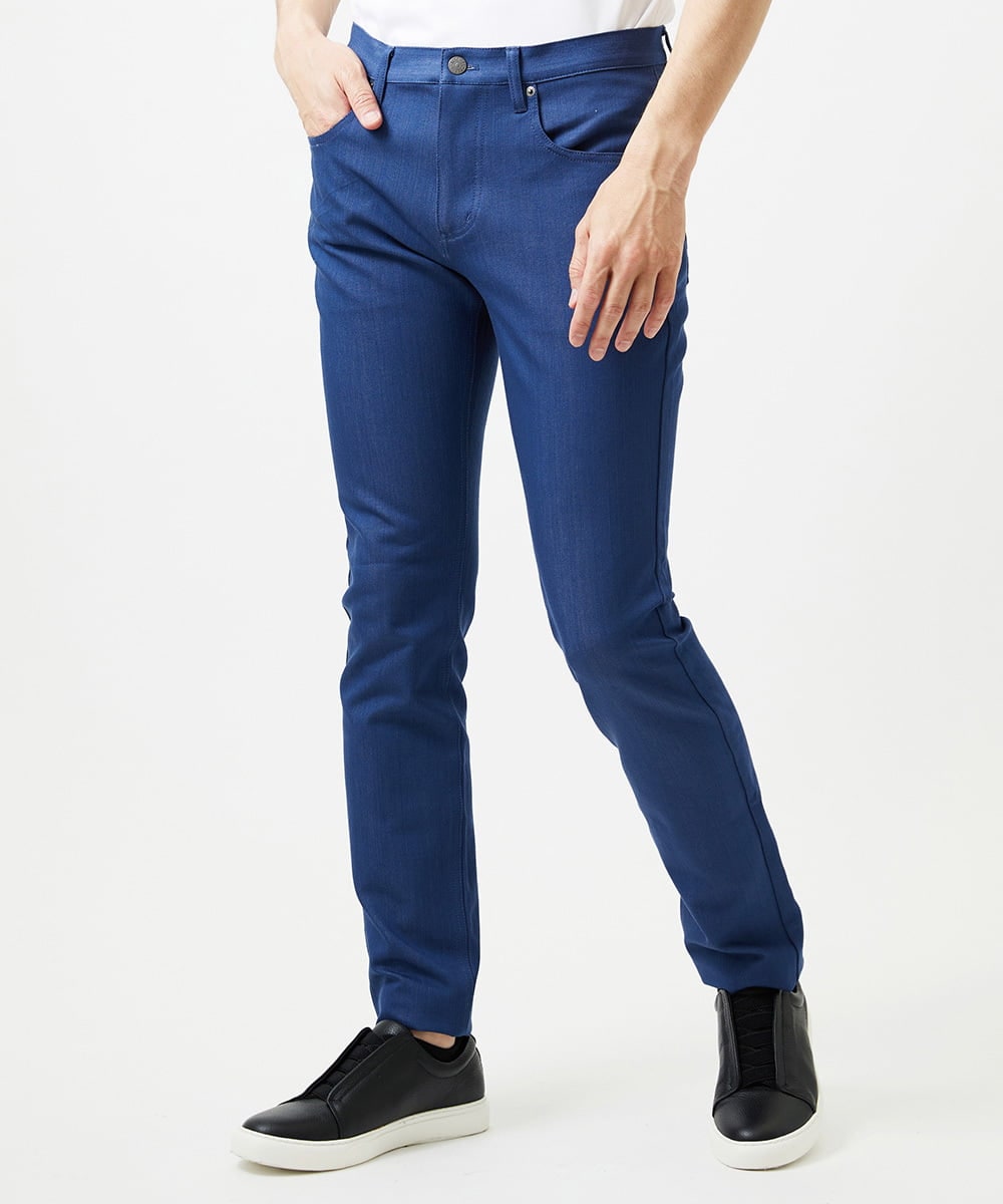 MNLDD50170 MICHEL KLEIN HOMME(ミッシェルクラン オム) 【撥水】プレビアシャンブレー5ポケットパンツ ブルー