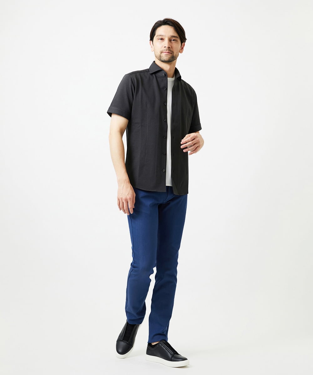 MNLDD50170 MICHEL KLEIN HOMME(ミッシェルクラン オム) 【撥水】プレビアシャンブレー5ポケットパンツ ブルー