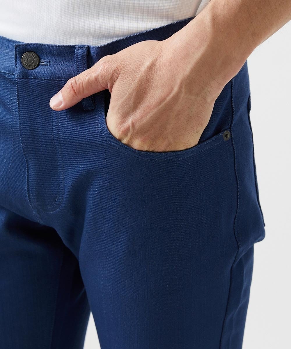 MNLDD50170 MICHEL KLEIN HOMME(ミッシェルクラン オム) 【撥水】プレビアシャンブレー5ポケットパンツ ブルー