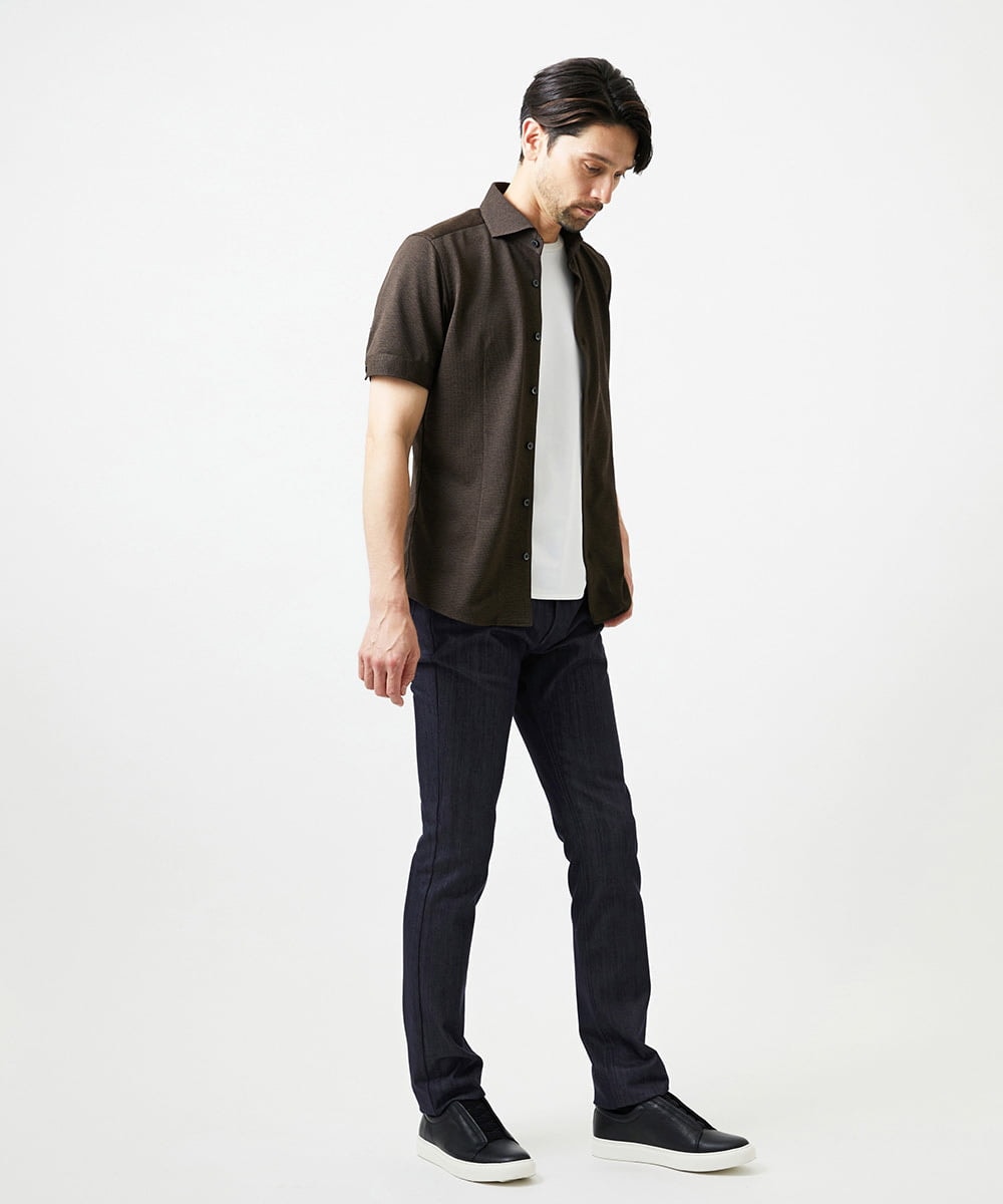 MNLDE50170 MICHEL KLEIN HOMME(ミッシェルクラン オム) 【撥水】プレビアシャンブレー5ポケットパンツ ネイビー