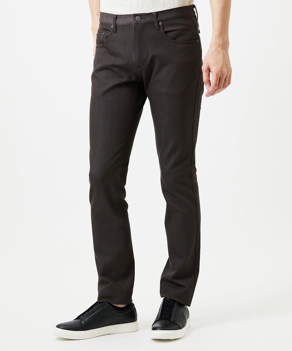 MNLDE50170 MICHEL KLEIN HOMME(ミッシェルクラン オム) 【撥水】プレビアシャンブレー5ポケットパンツ ブラウン