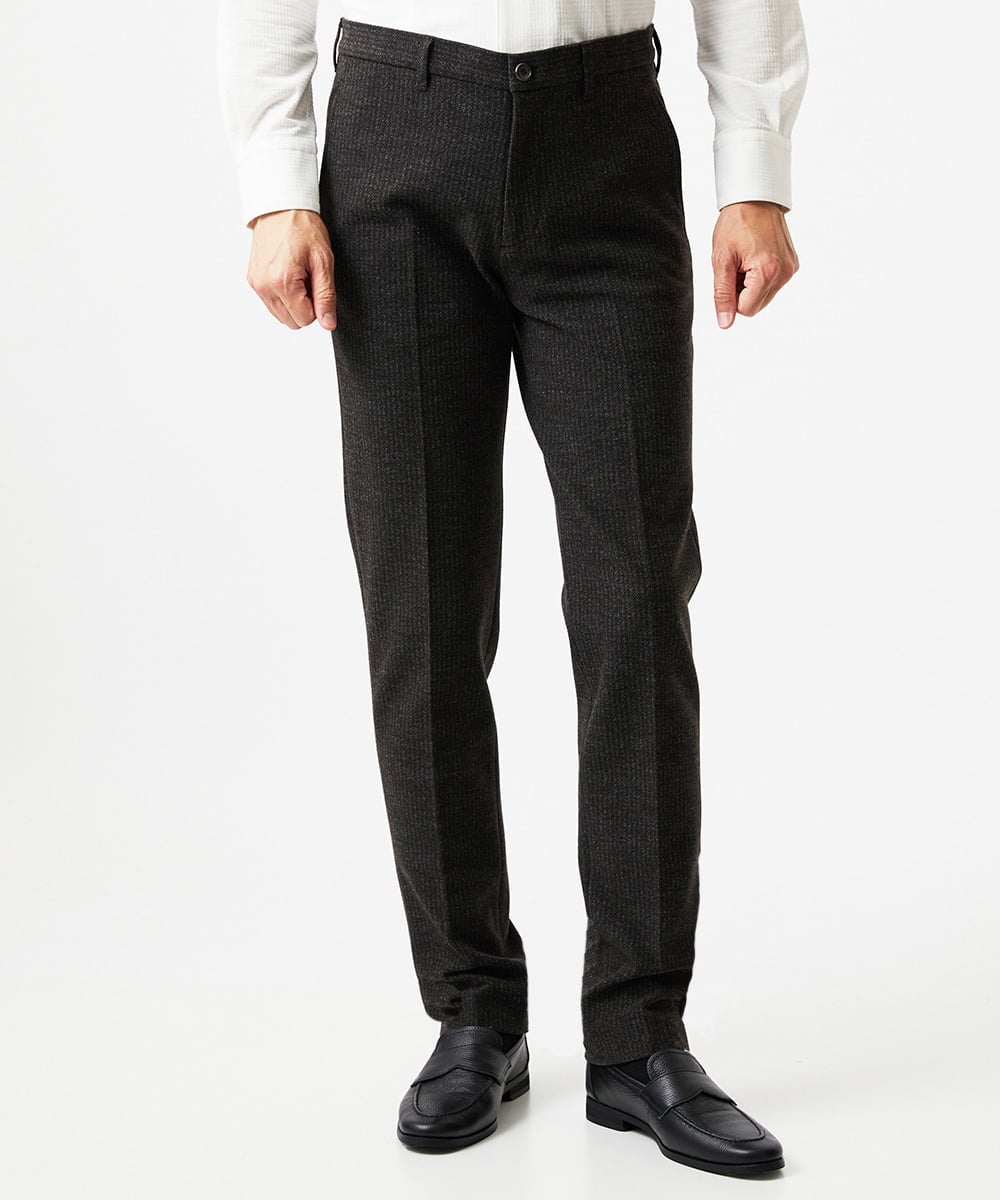 MNLDF05250 MICHEL KLEIN HOMME(ミッシェルクラン オム) ストライプスラックスパンツ ブラウン