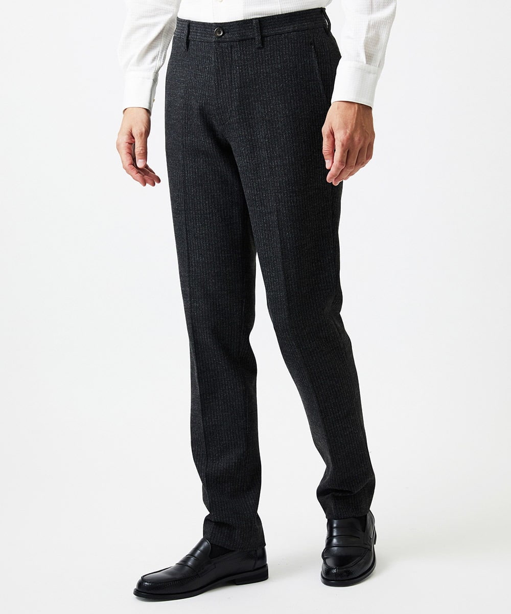 MNLDF05250 MICHEL KLEIN HOMME(ミッシェルクラン オム) ストライプスラックスパンツ ダークグレー