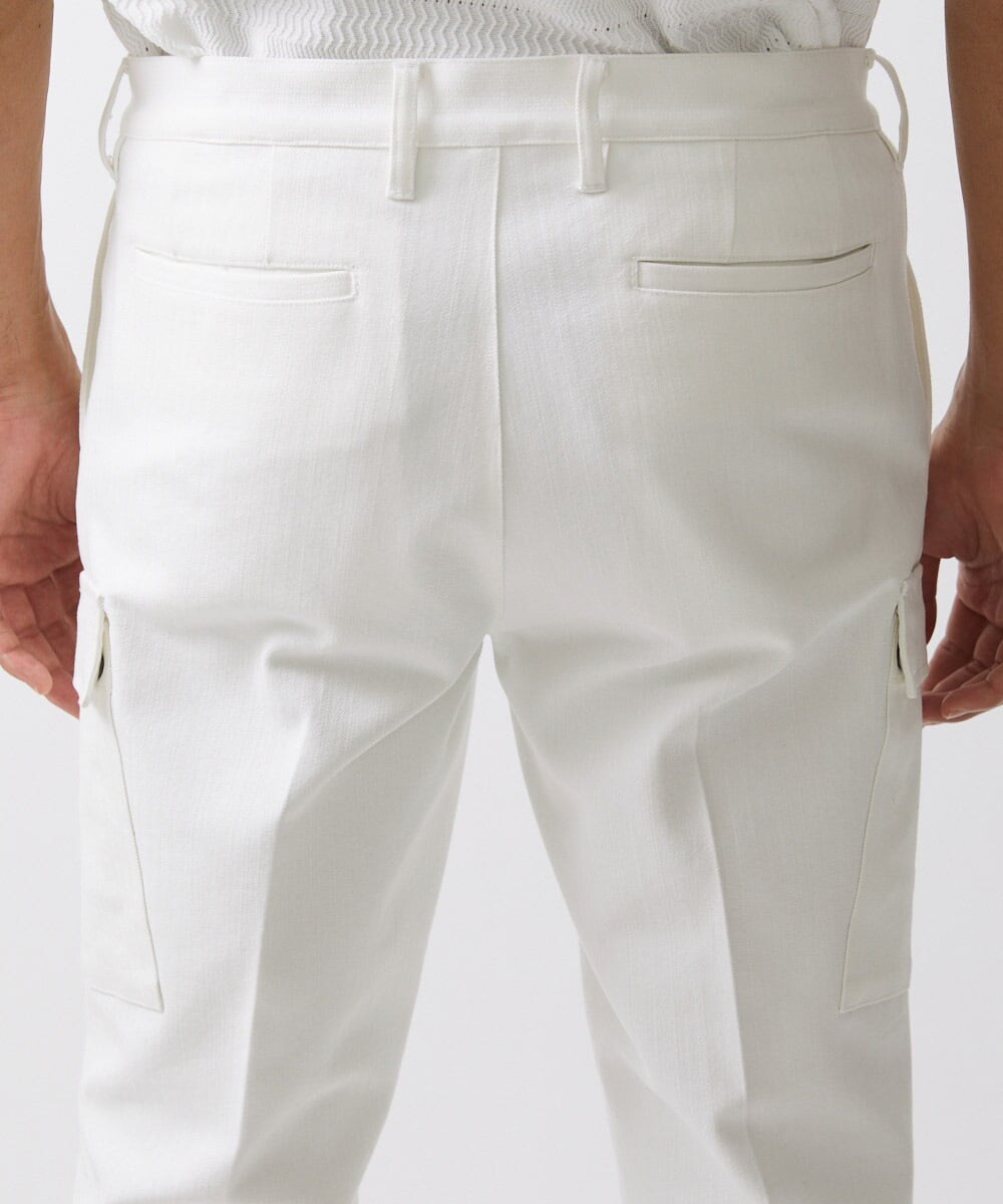 MNLDX62250 MICHEL KLEIN HOMME(ミッシェルクラン オム) プレビアシャンブレーカーゴパンツ 撥水 ホワイト(90)