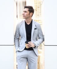MNLGD03230 MICHEL KLEIN HOMME(ミッシェルクラン オム) 【セットアップ】コットンライクストレッチスラックスパンツ グレー