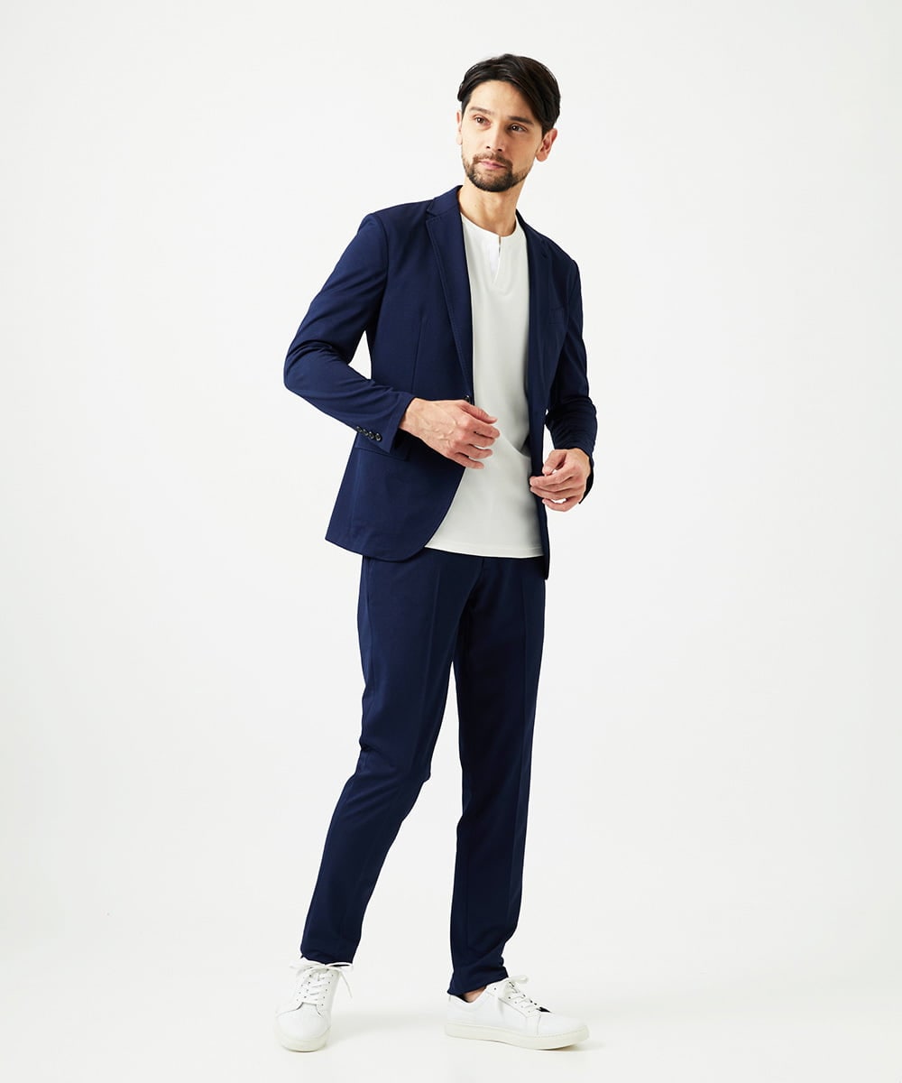 MNLGD55200 MICHEL KLEIN HOMME(ミッシェルクラン オム) 【セットアップ】メッシュテーラードスラックスパンツ ネイビー