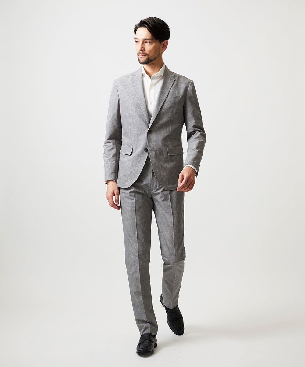 MNLGF06230 MICHEL KLEIN HOMME(ミッシェルクラン オム) 【セットアップ】メッシュプリントスラックスパンツ ライトグレー