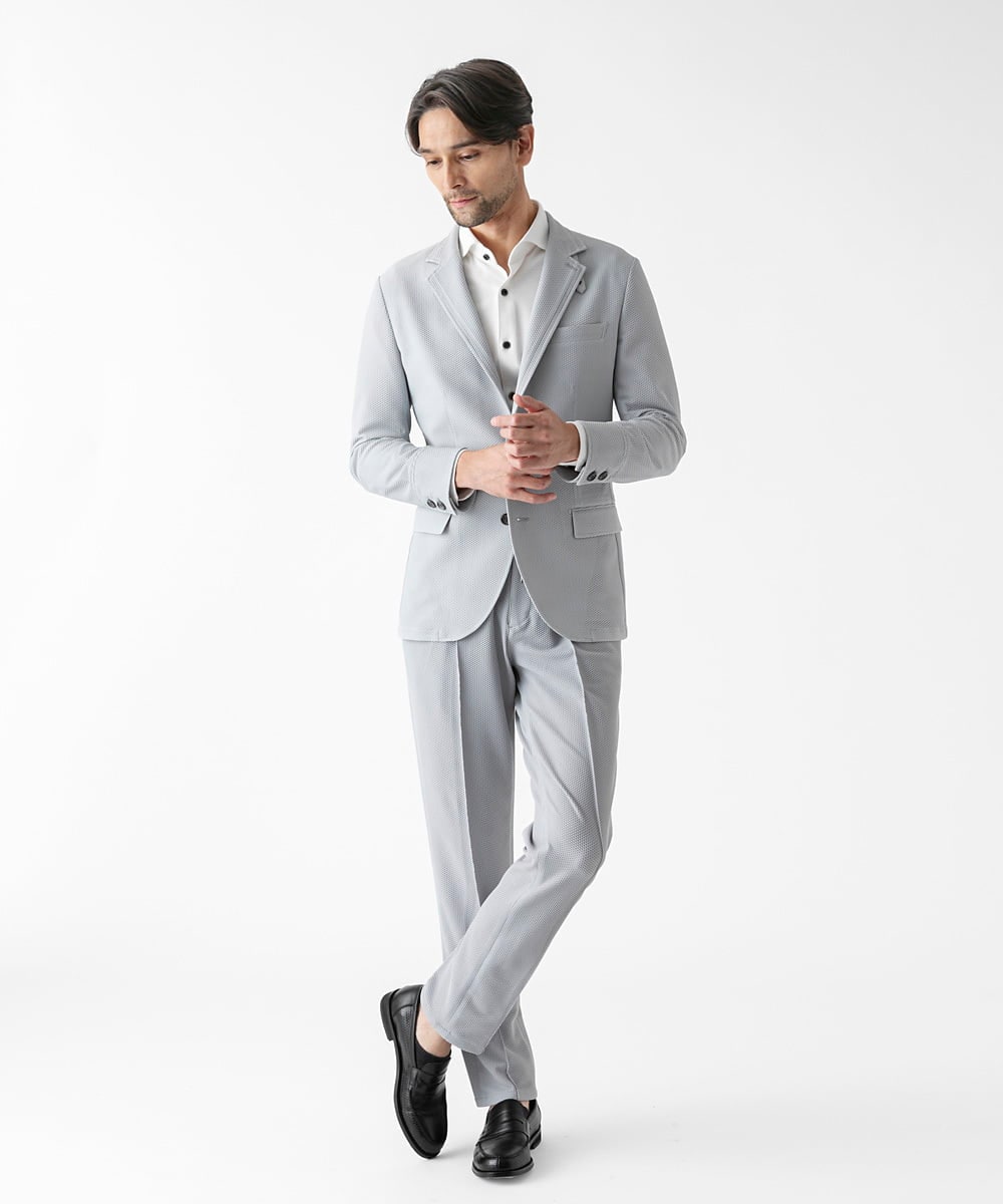 MNLGF56250 MICHEL KLEIN HOMME(ミッシェルクラン オム) 【セットアップ】ストレッチスラックスパンツ グレー