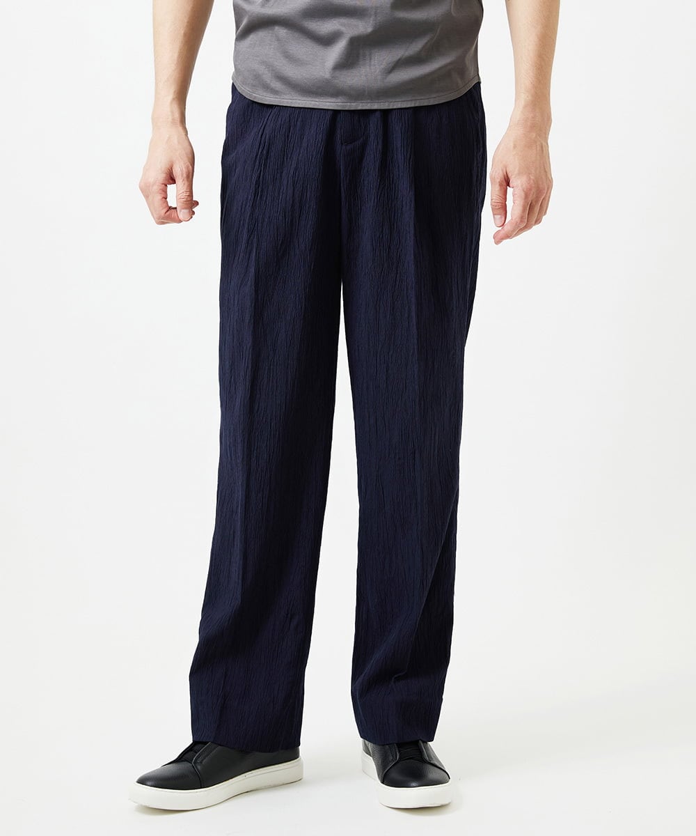MNLGF72250 MICHEL KLEIN HOMME(ミッシェルクラン オム) 楊柳ワイドスラックスパンツ ネイビー
