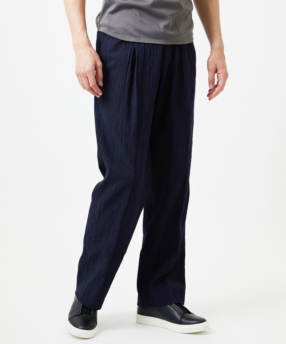 MNLGF72250 MICHEL KLEIN HOMME(ミッシェルクラン オム) 楊柳ワイドスラックスパンツ ネイビー