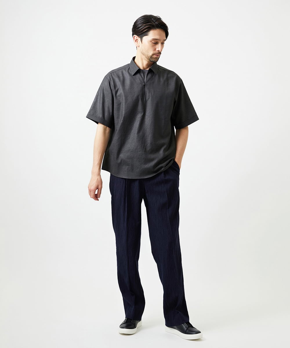 MNLGF72250 MICHEL KLEIN HOMME(ミッシェルクラン オム) 楊柳ワイドスラックスパンツ ネイビー
