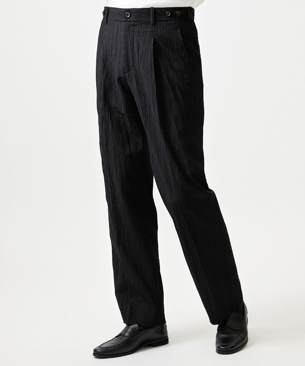 MNLGF72250 MICHEL KLEIN HOMME(ミッシェルクラン オム) 楊柳ワイドスラックスパンツ ブラック