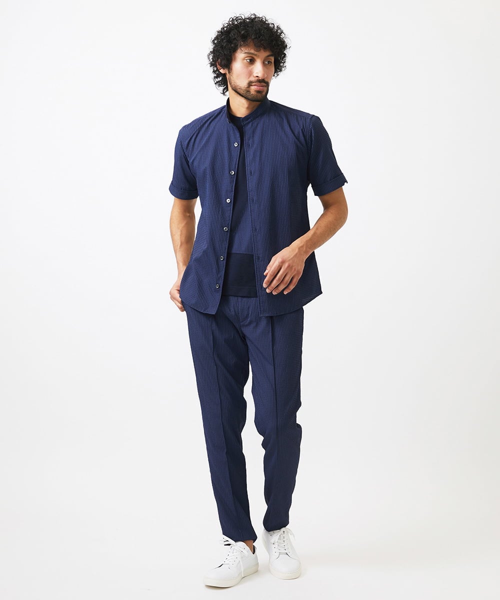 MNLJC63250 MICHEL KLEIN HOMME(ミッシェルクラン オム) 【セットアップ】ワンタックイージーパンツ ネイビー