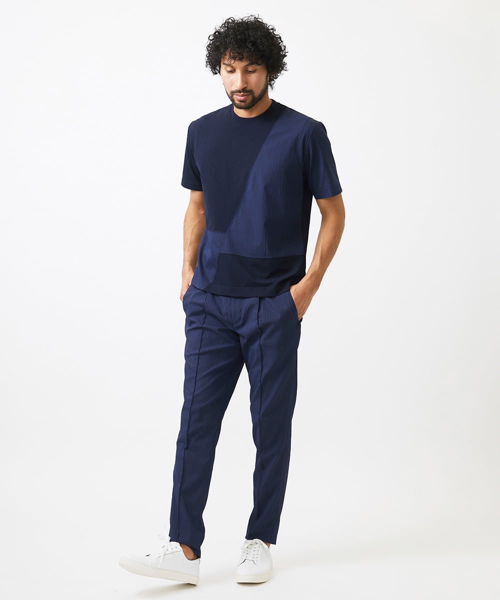 MNLJC63250 MICHEL KLEIN HOMME(ミッシェルクラン オム) 【セットアップ】ワンタックイージーパンツ ネイビー
