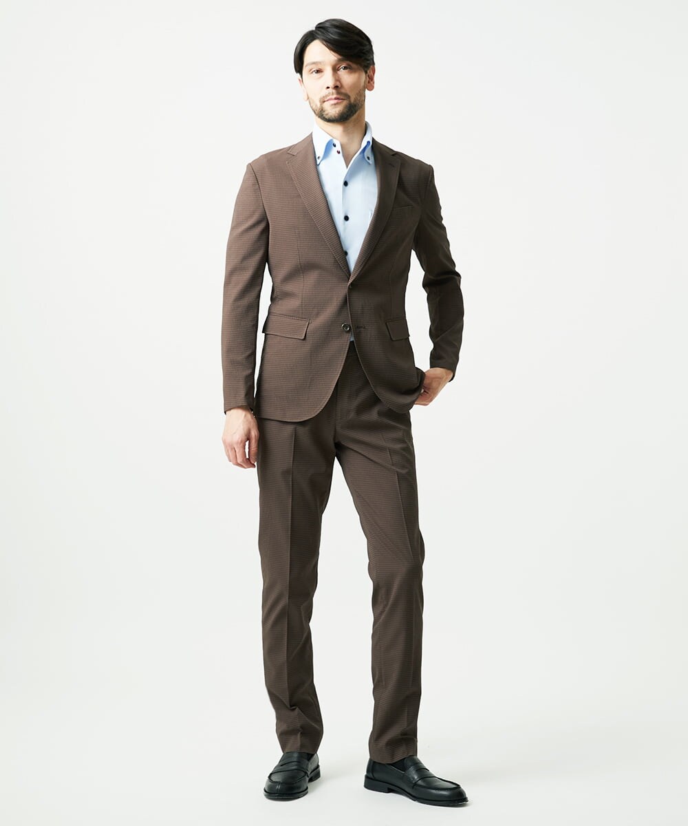 MNLJF09200 MICHEL KLEIN HOMME(ミッシェルクラン オム) 【セットアップ】サッカースラックスパンツ ブラウン