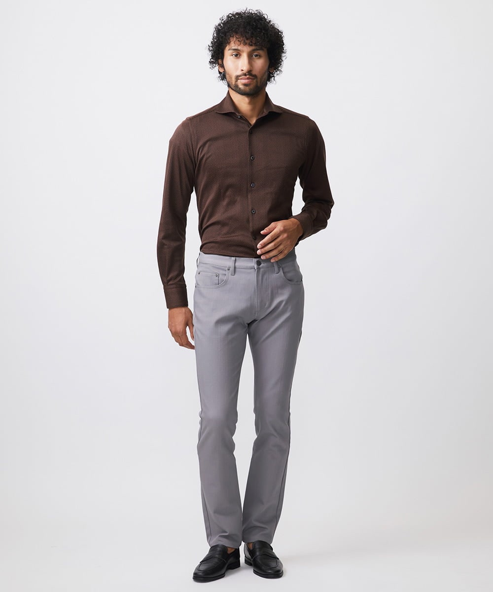 MNLTB50170 MICHEL KLEIN HOMME(ミッシェルクラン オム) 【撥水】プレビアシャンブレー5ポケットパンツ グレー