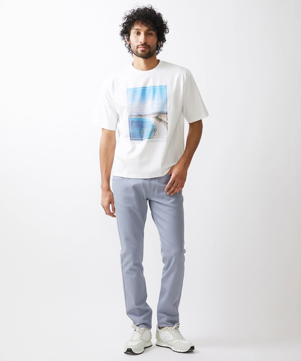MNLTW50170 MICHEL KLEIN HOMME(ミッシェルクラン オム) 【撥水】プレビアシャンブレー5ポケットパンツ ライトブルー