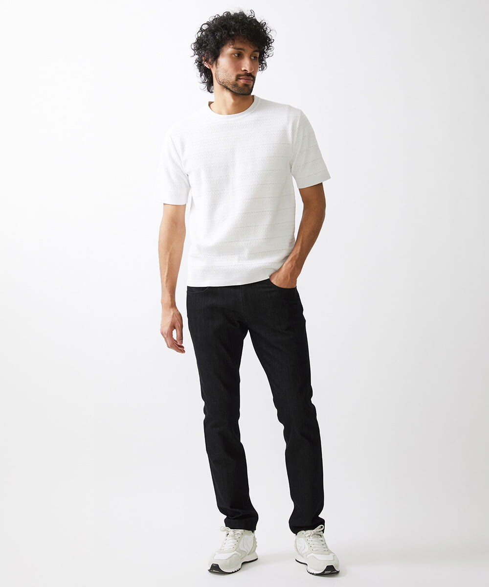 MNLTW50170 MICHEL KLEIN HOMME(ミッシェルクラン オム) 【撥水】プレビアシャンブレー5ポケットパンツ ブラック