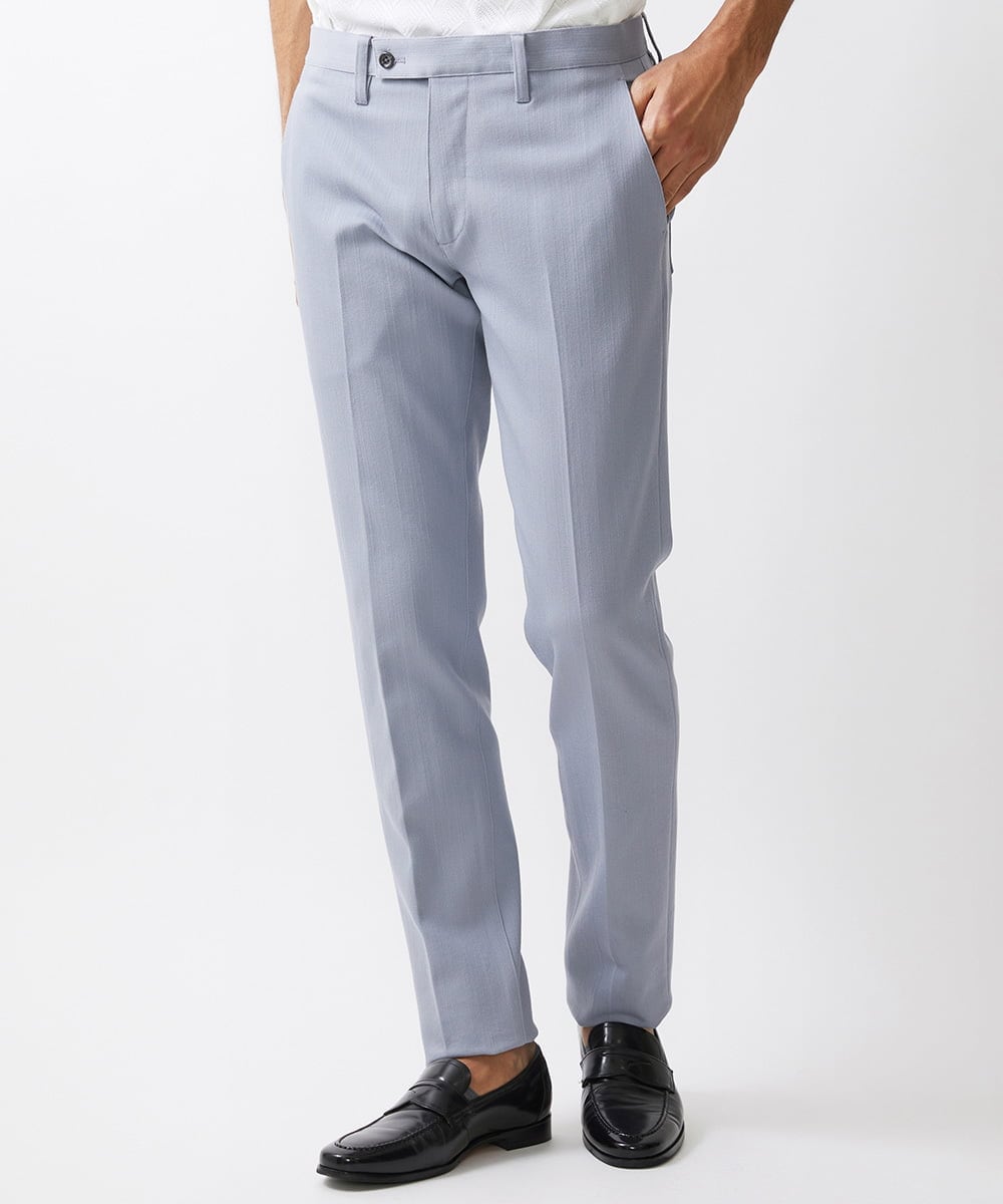MNLTW55190 MICHEL KLEIN HOMME(ミッシェルクラン オム) 【撥水】プレビアシャンブレースラックスパンツ ライトブルー