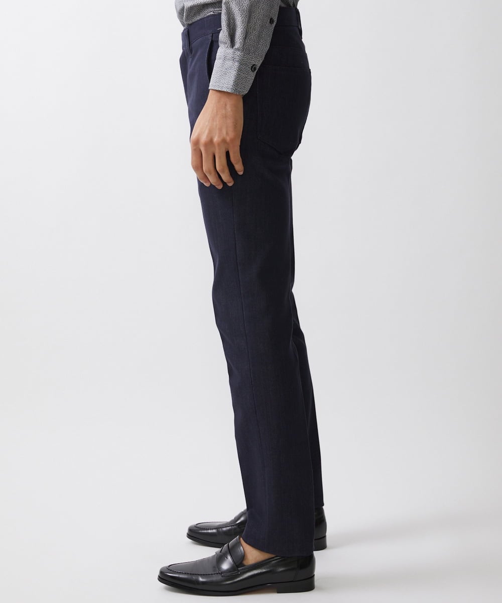 MNLTW55190 MICHEL KLEIN HOMME(ミッシェルクラン オム) 【撥水】プレビアシャンブレースラックスパンツ ネイビー