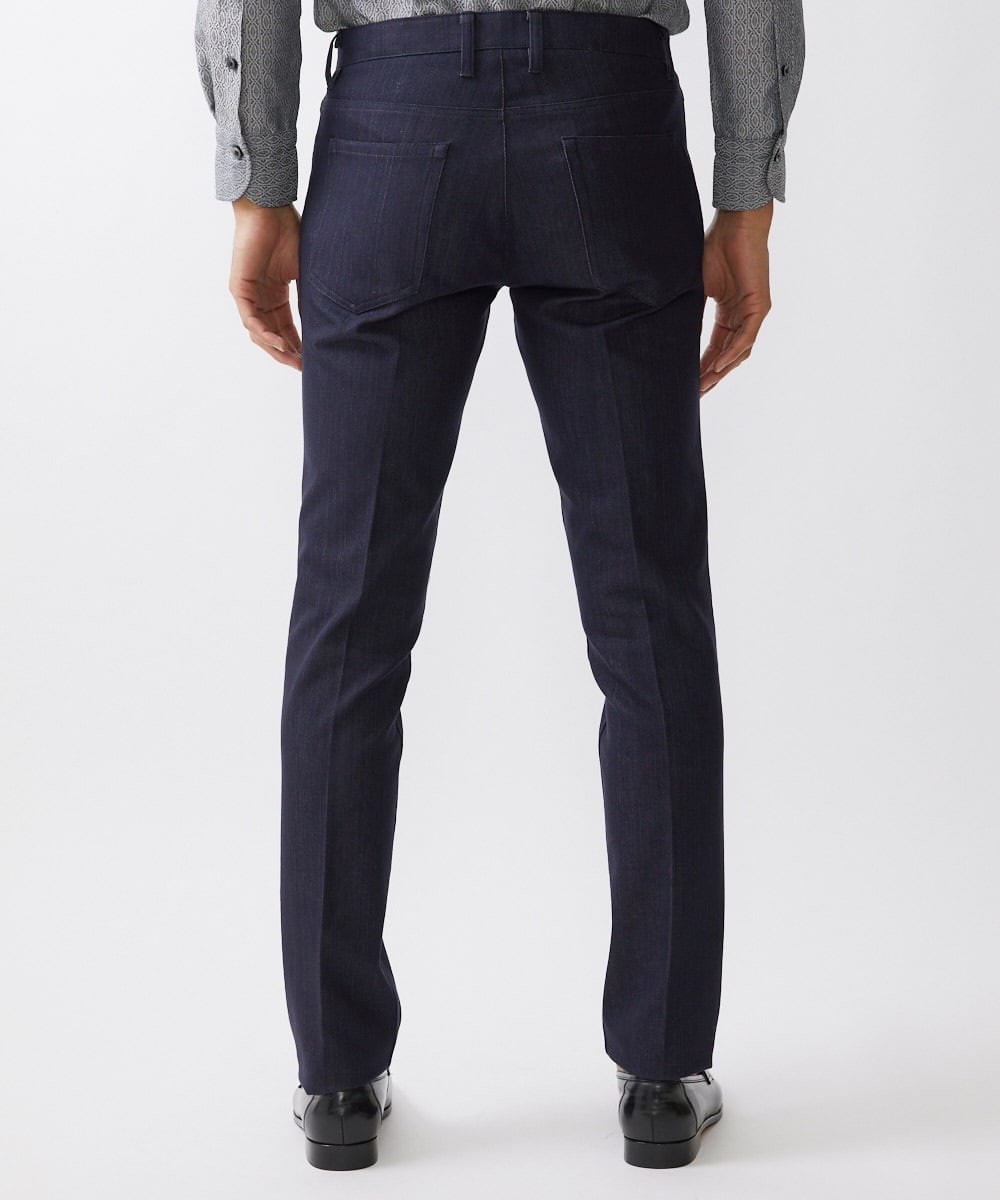 MNLTW55190 MICHEL KLEIN HOMME(ミッシェルクラン オム) 【撥水】プレビアシャンブレースラックスパンツ ネイビー