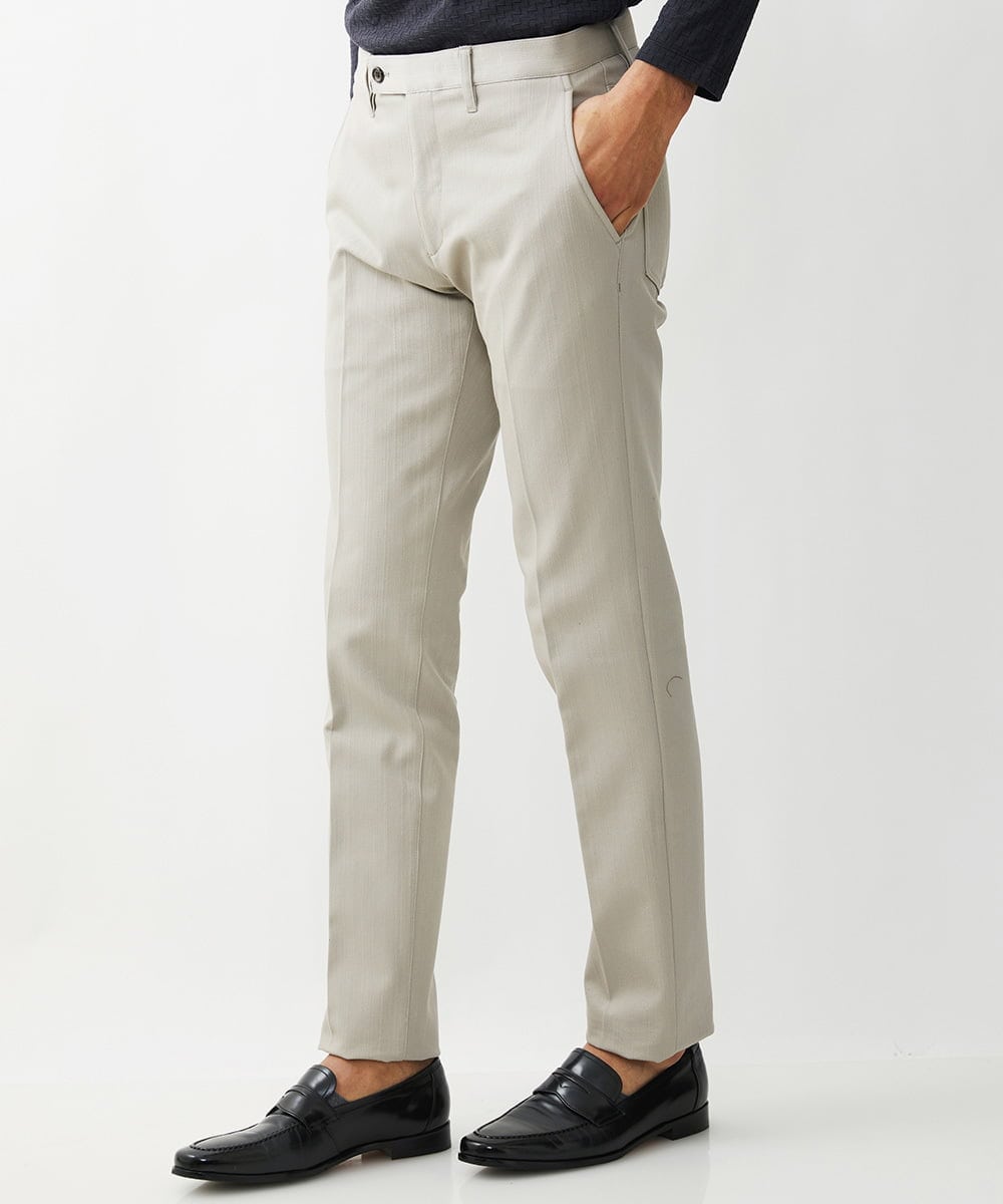 MNLTW55190 MICHEL KLEIN HOMME(ミッシェルクラン オム) 【撥水】プレビアシャンブレースラックスパンツ ベージュ