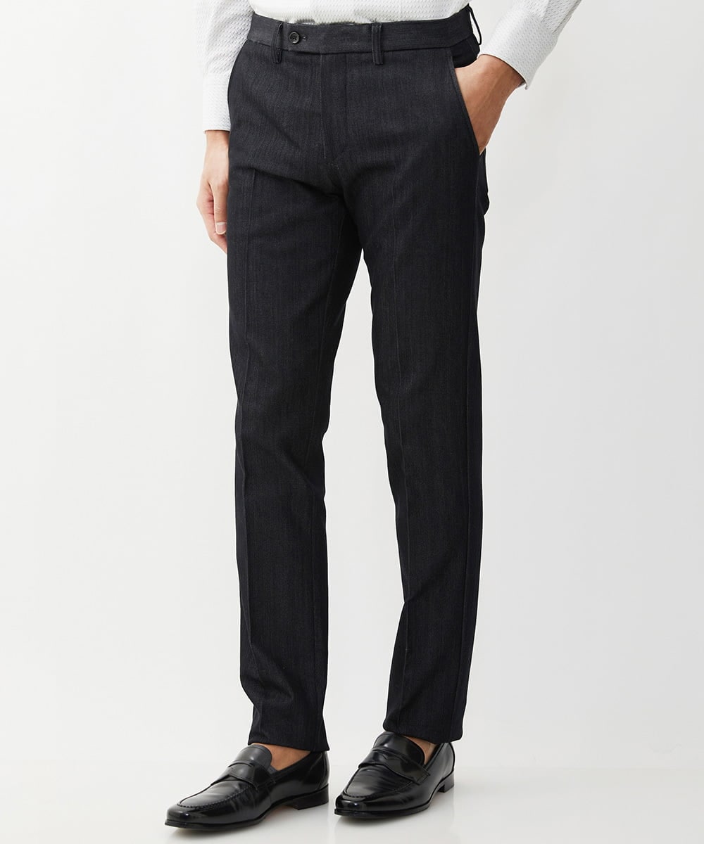 MNLTW55190 MICHEL KLEIN HOMME(ミッシェルクラン オム) 【撥水】プレビアシャンブレースラックスパンツ ブラック