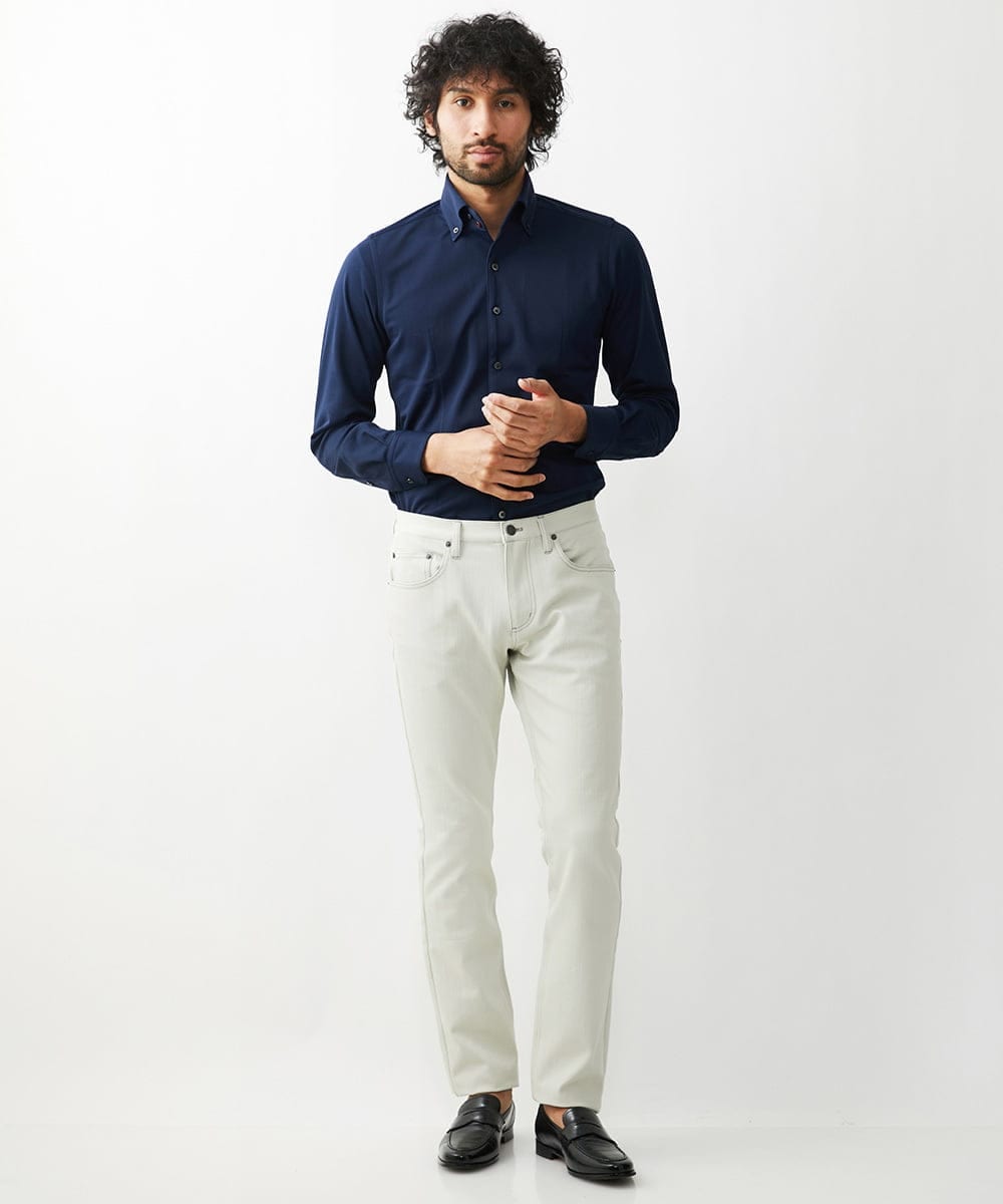 MNLTX50170 MICHEL KLEIN HOMME(ミッシェルクラン オム) 【撥水】プレビアシャンブレー5ポケットパンツ ベージュ